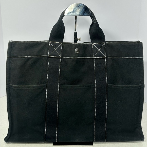 HERMES Deauville MM Tote Bag Canvas Black - Picture 3 of 11